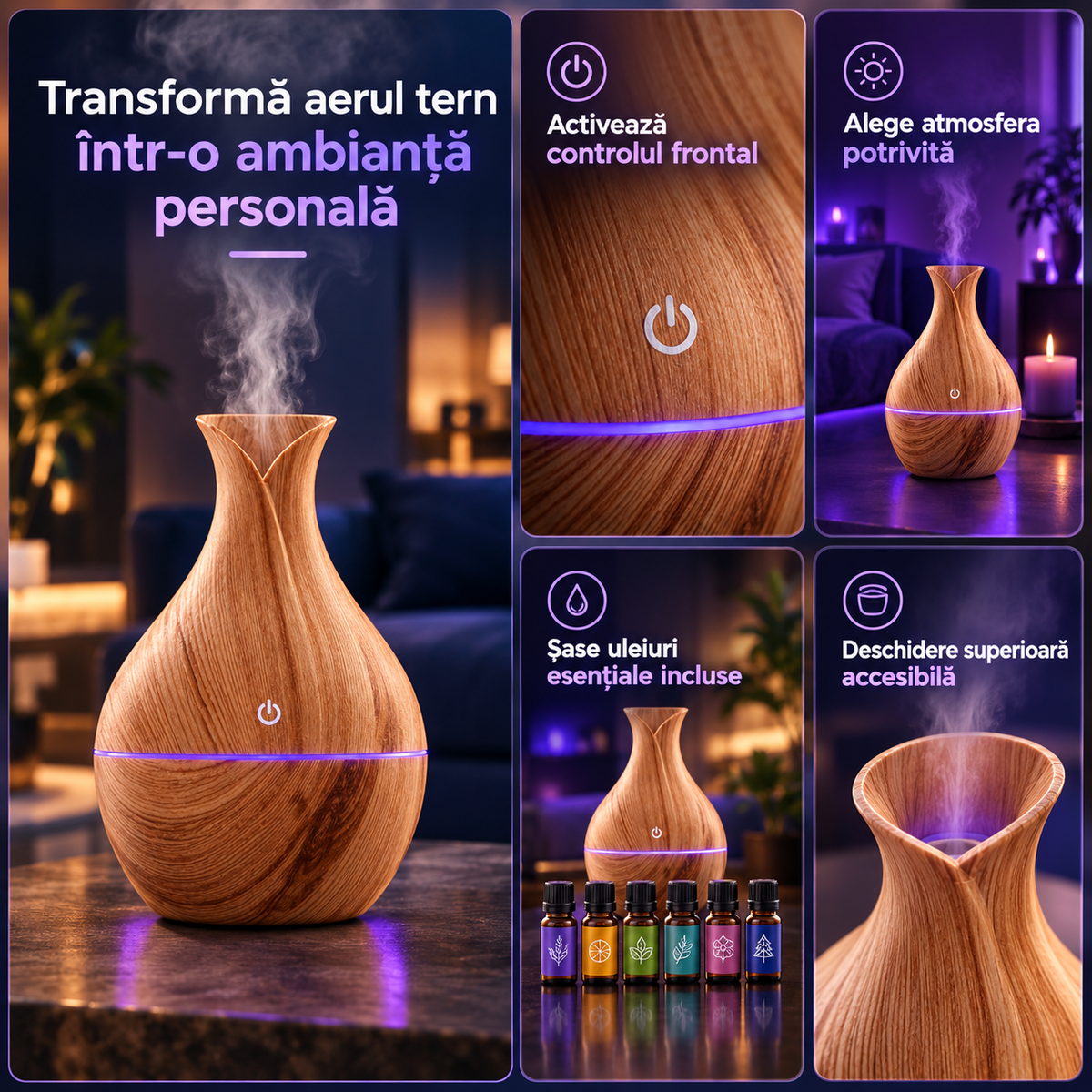umidificator aromat+6 uleiuri esentiale