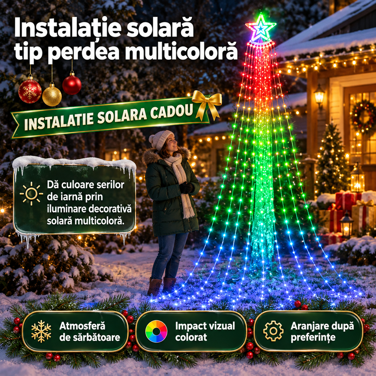 perdea multicolora+instalatie solara