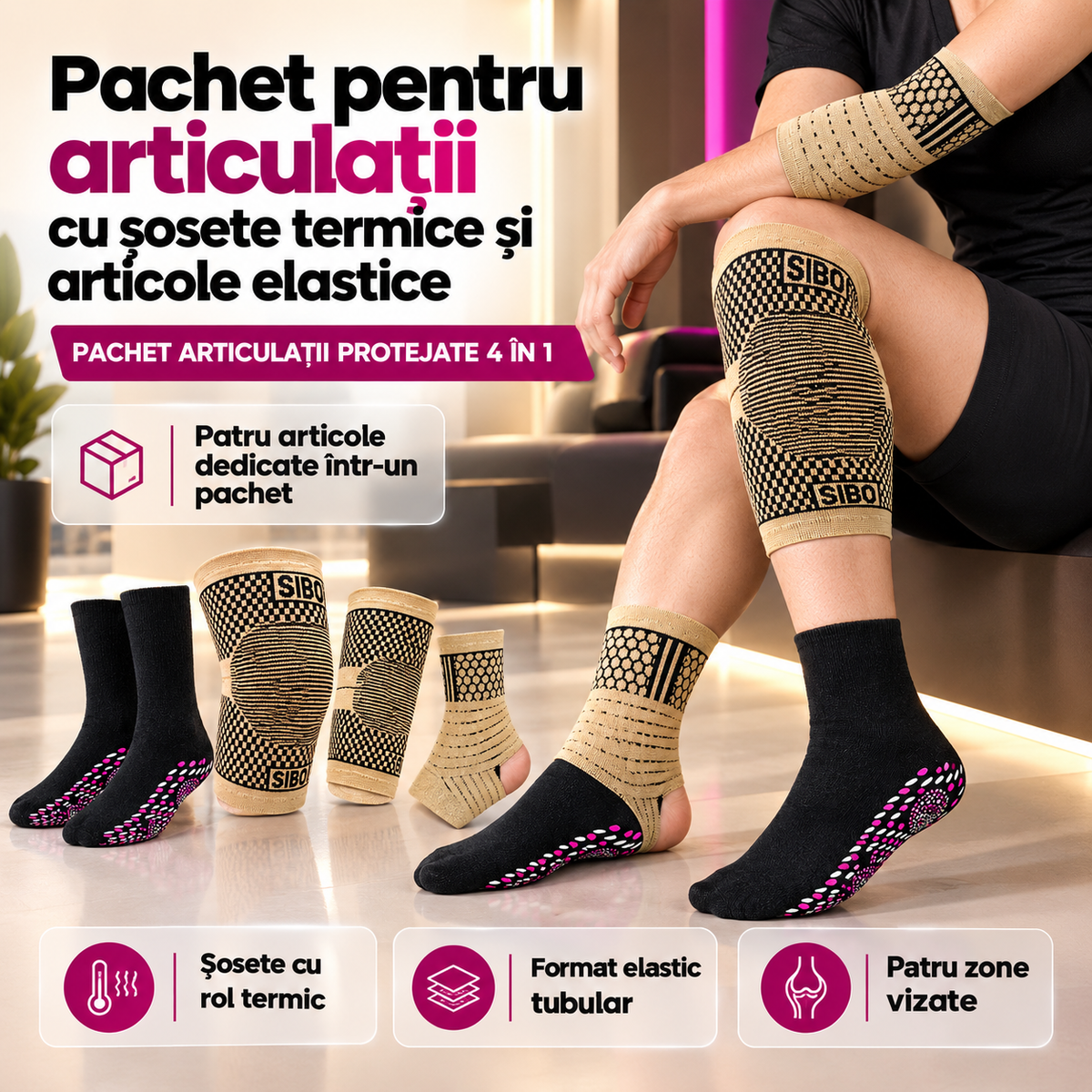 sosete termice+genunchiera+cotieră+glezniera