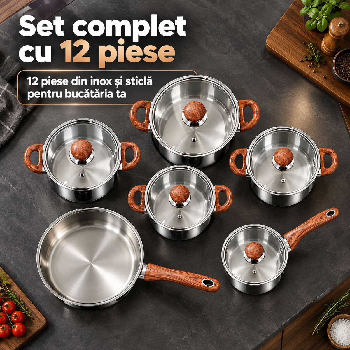 Set oale inox 12 piese