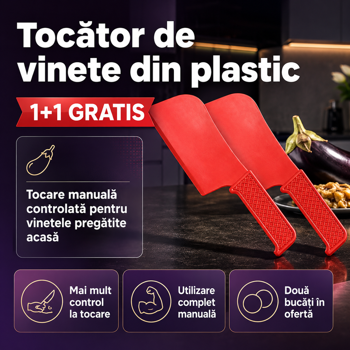 2 tocătoare vinete plastic