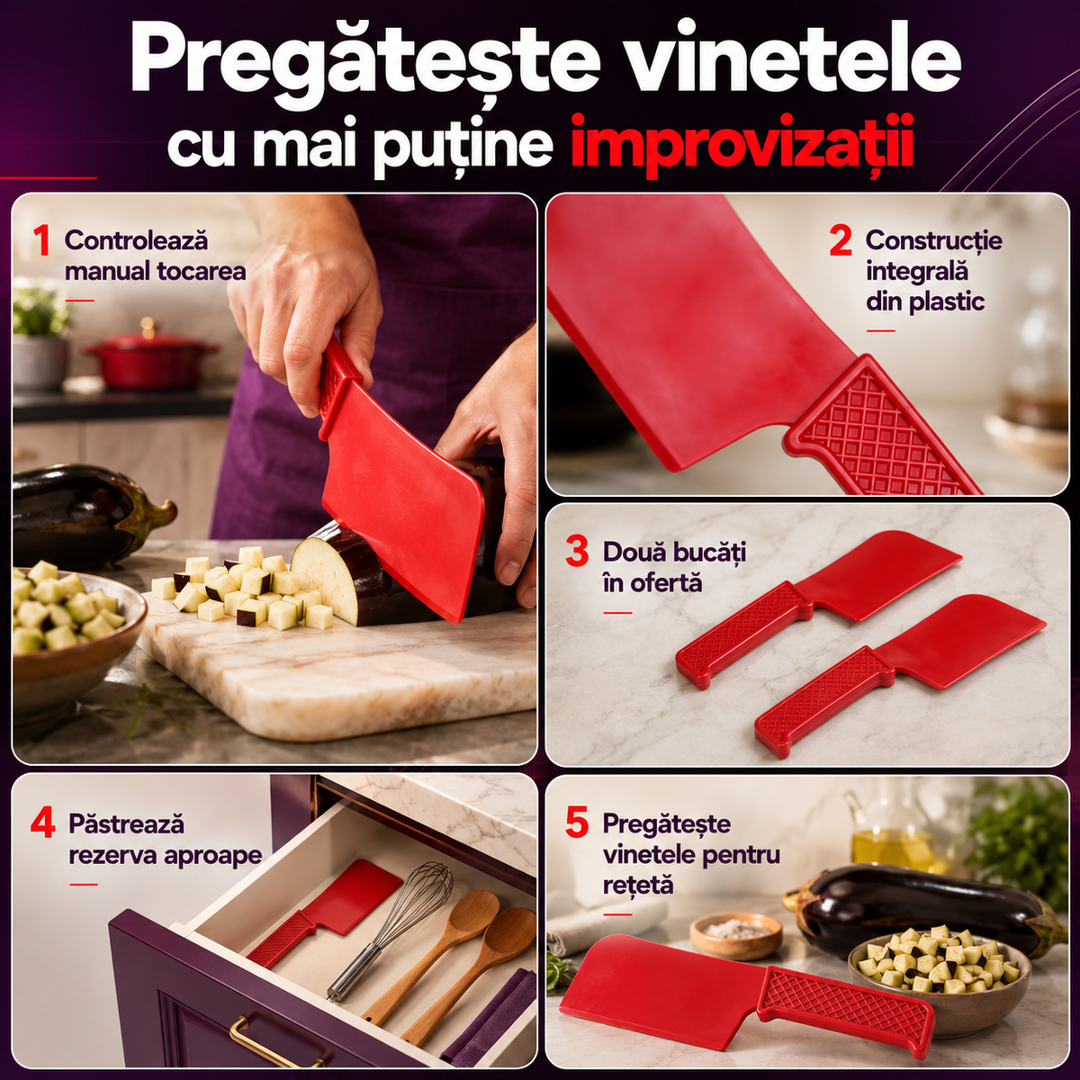 2 tocătoare vinete plastic