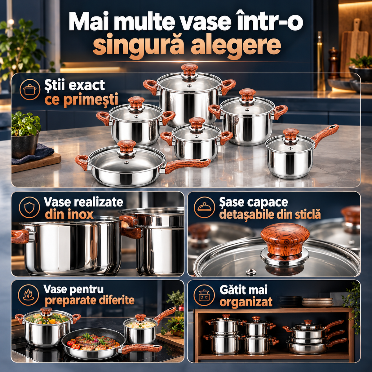 Set oale inox 12 piese