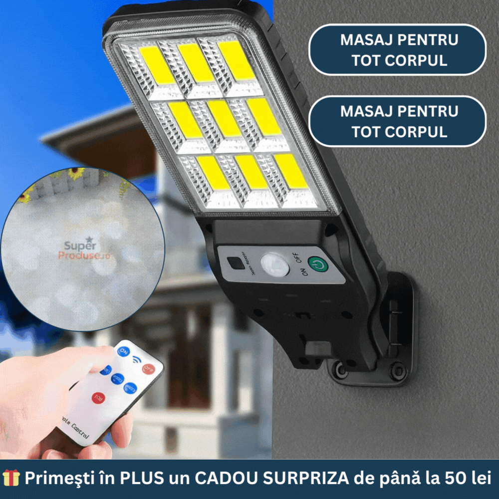 Oferta -50% lampa solara cu tel.+cadou