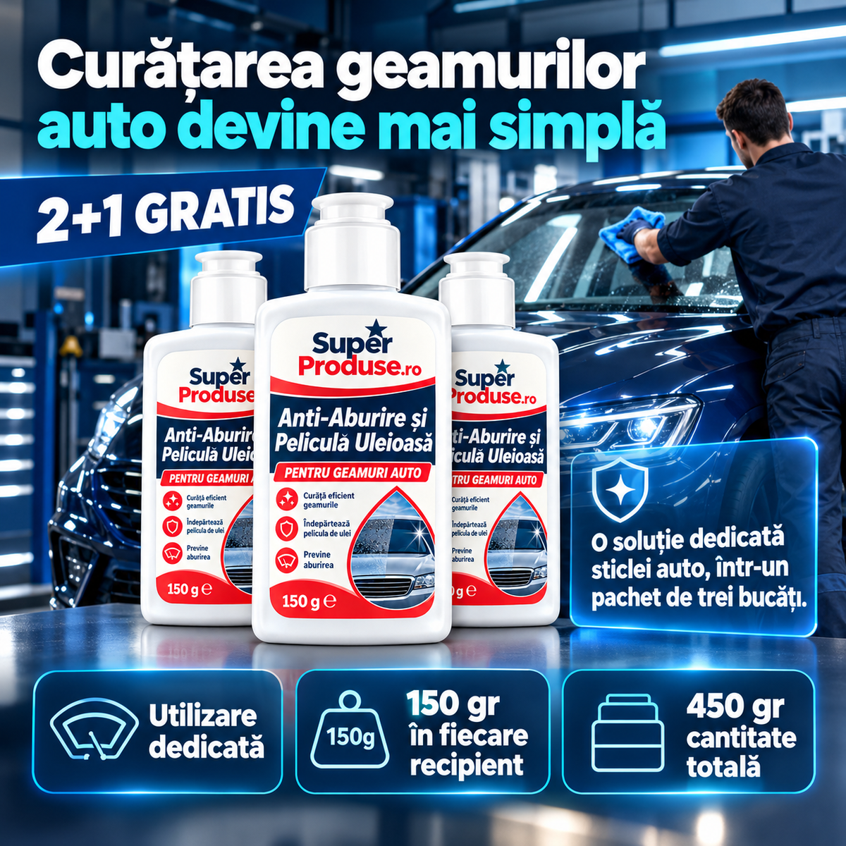 2+1 Gratis solutii curatare parbriz