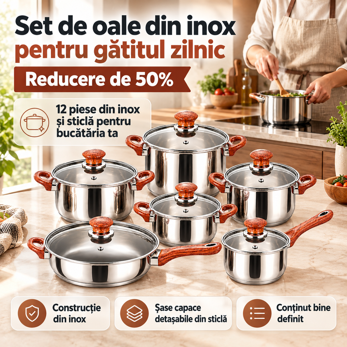 Set oale inox 12 piese