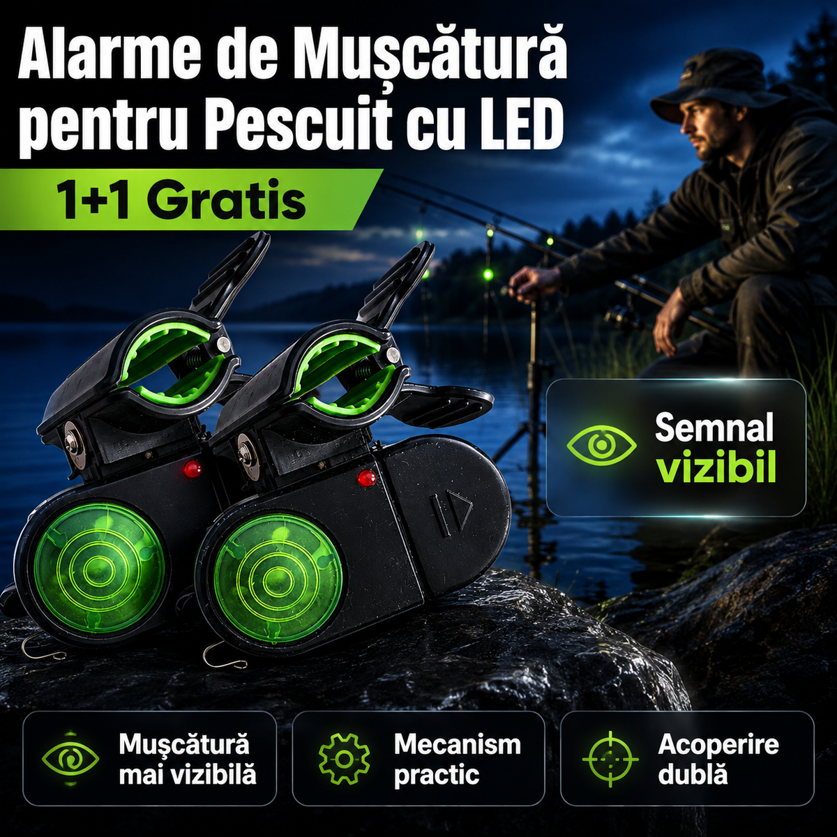 2 alarme led pentru pescuit