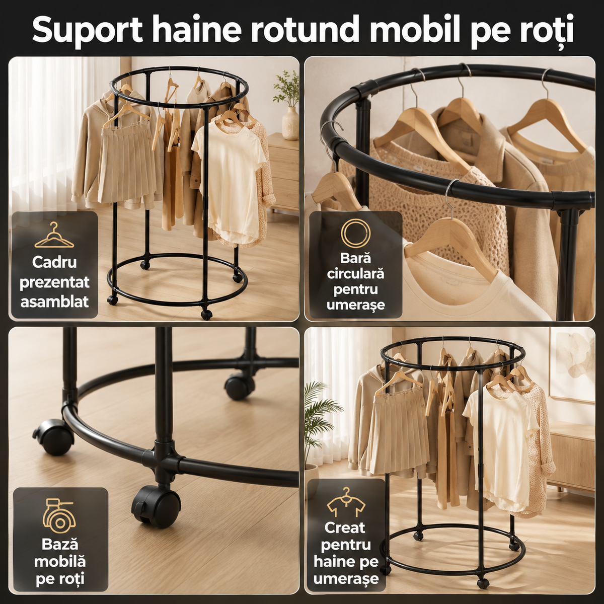 suport haine rotund