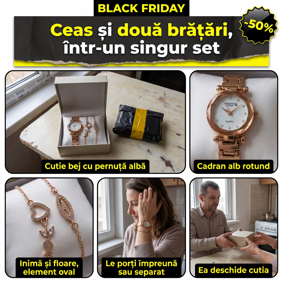 ceas dama+2 bratari cadou