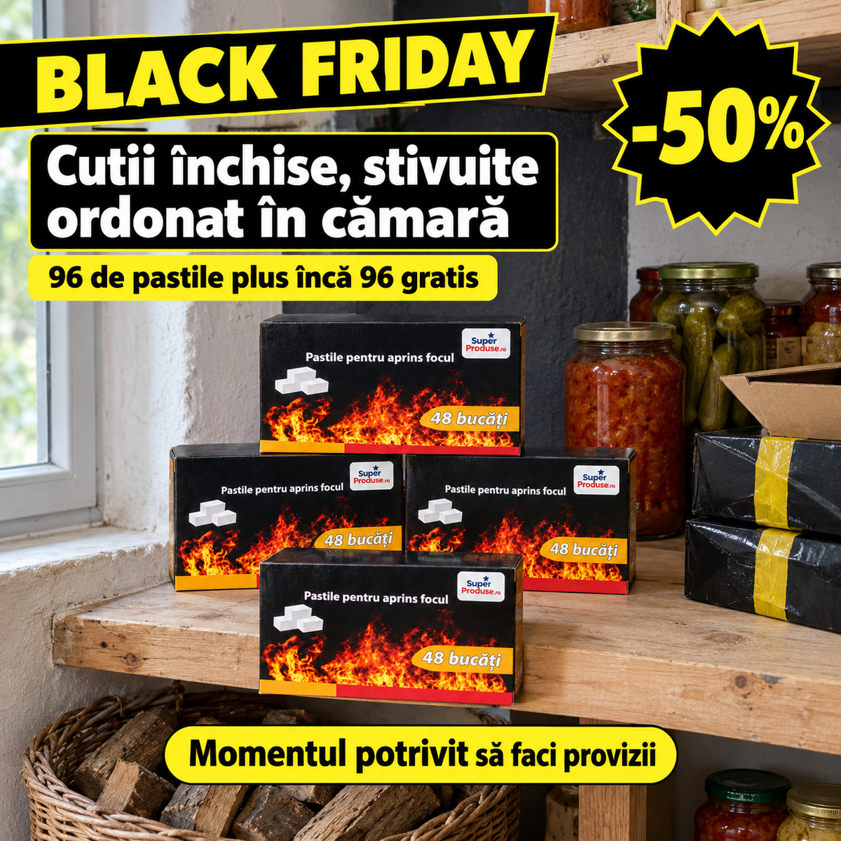96+96 GRATIS Pastile aprindere foc