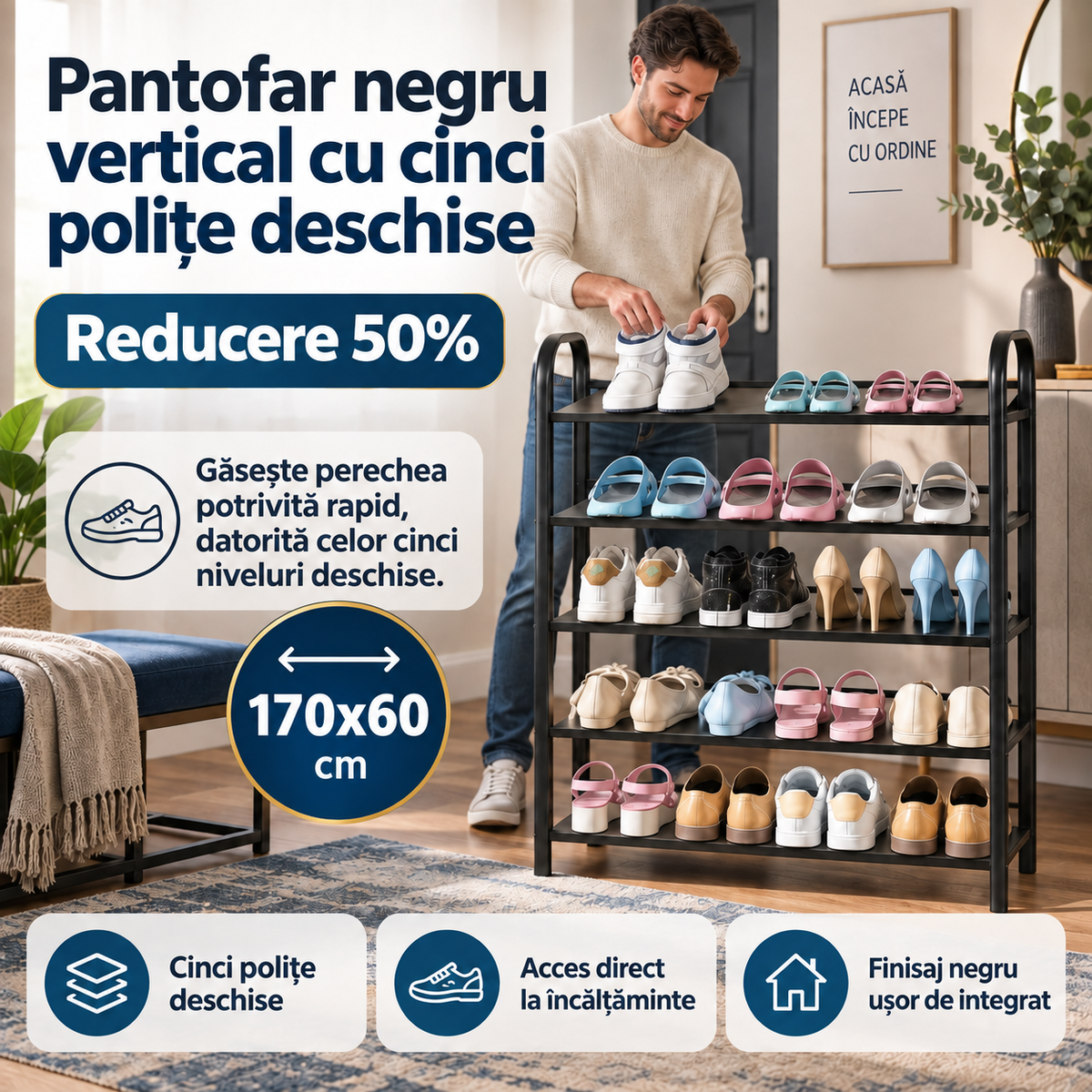 pantofar negru