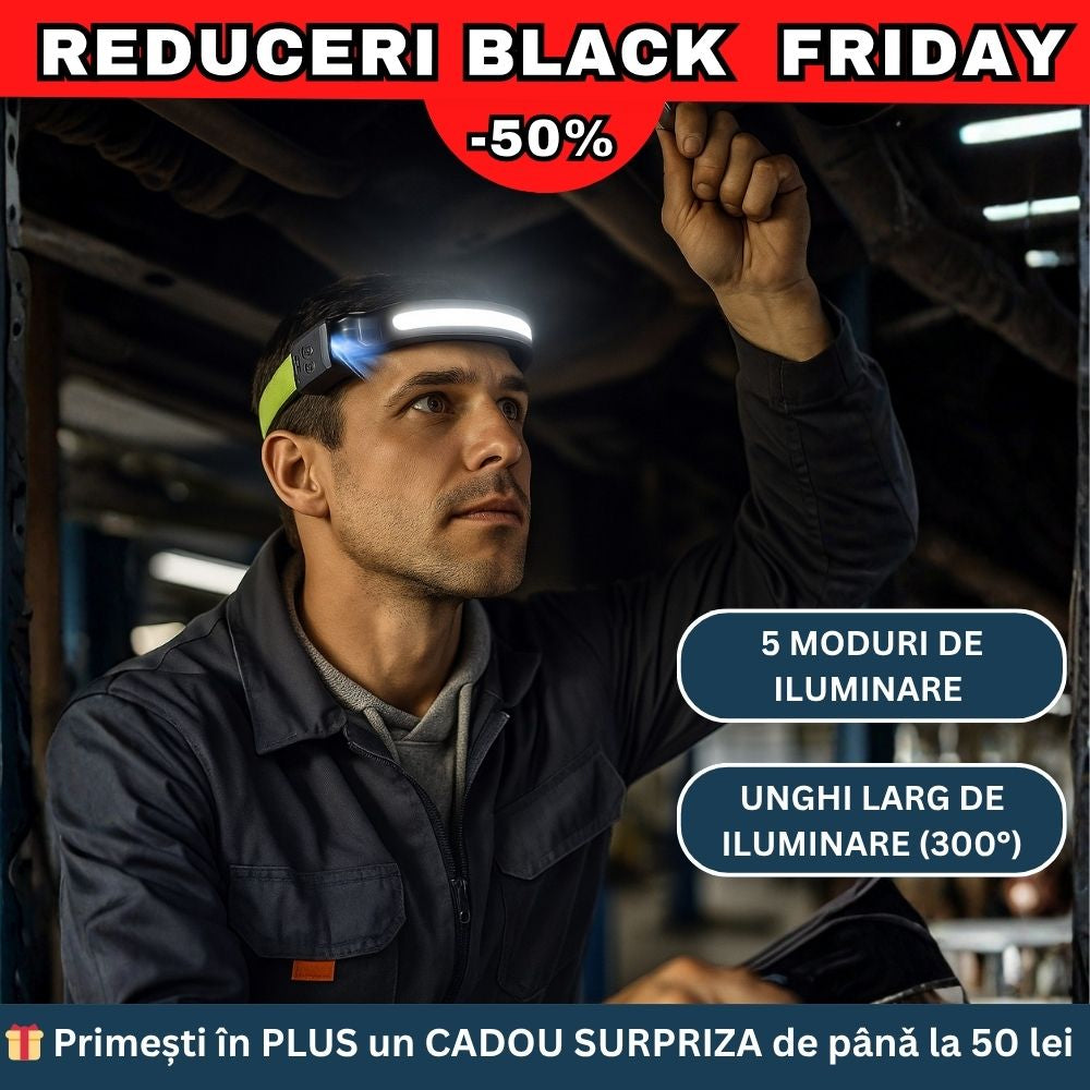 Oferta 1+1 lanterna de cap+cadou