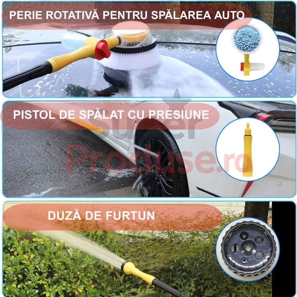 Oferta -50% perie auto+furtun+cadou