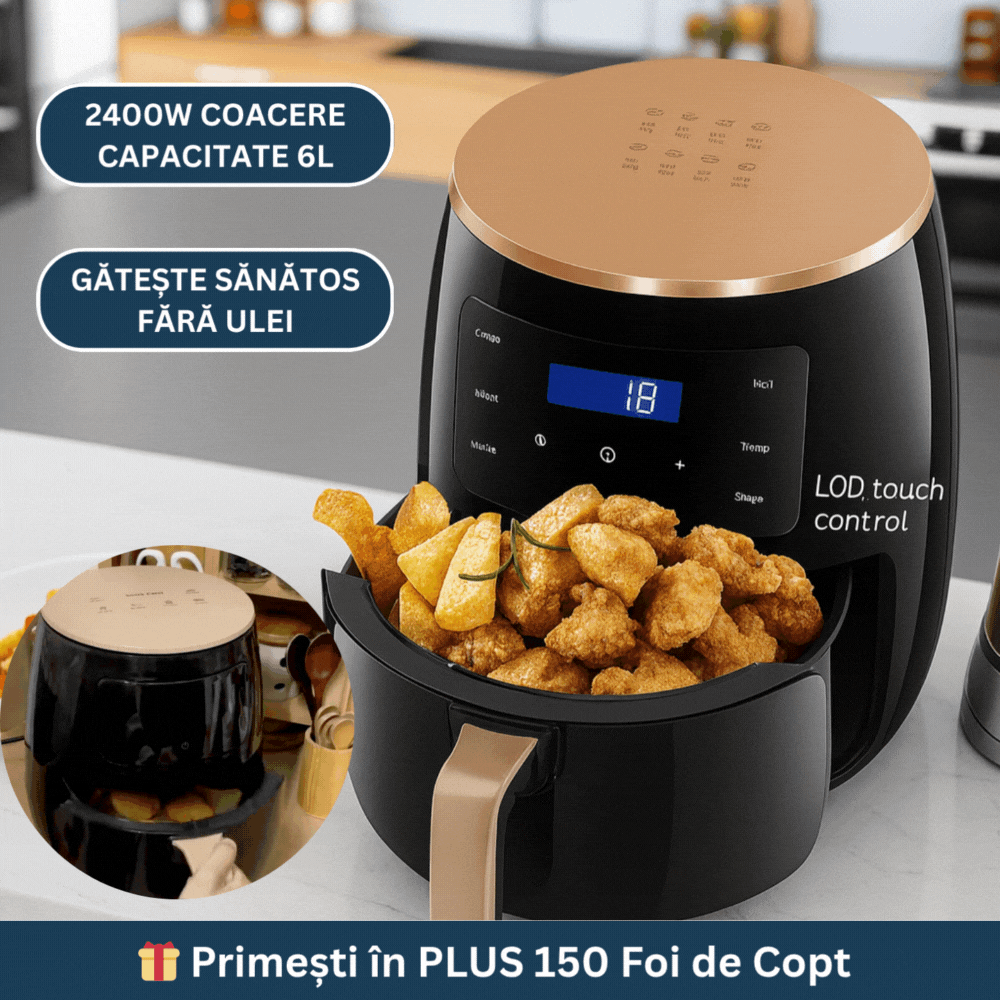 Oferta -50% friteuza 6L+150hartii copt