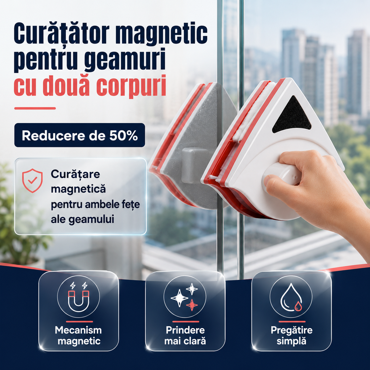curatator geamuri magnetic