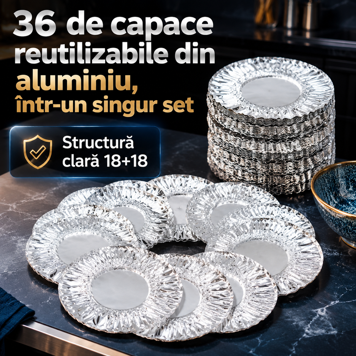 2 seturi capace aluminiu