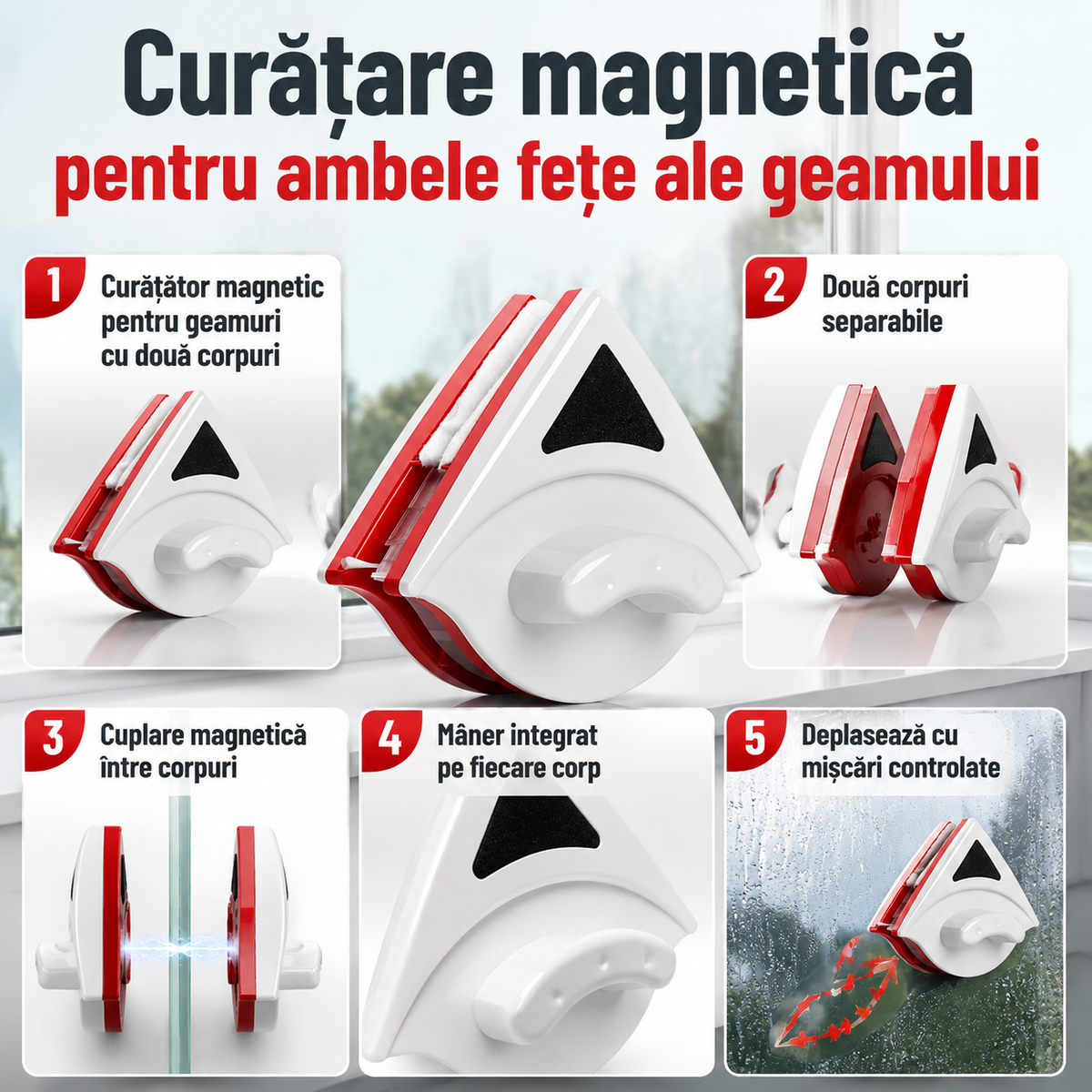 curatator geamuri magnetic