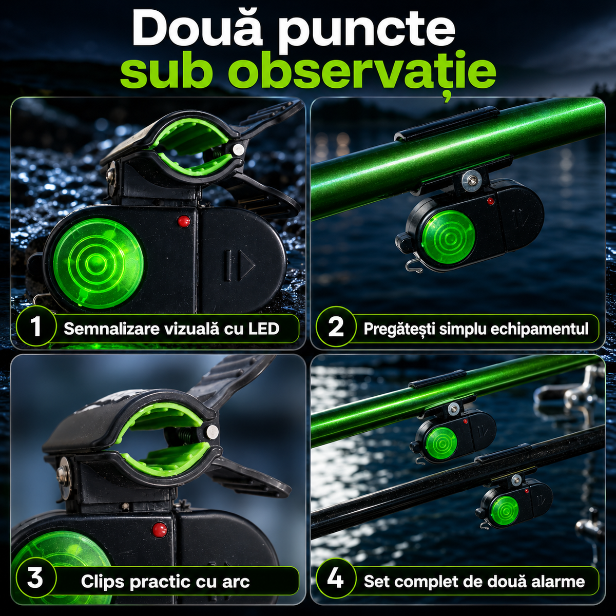 2 alarme led pentru pescuit