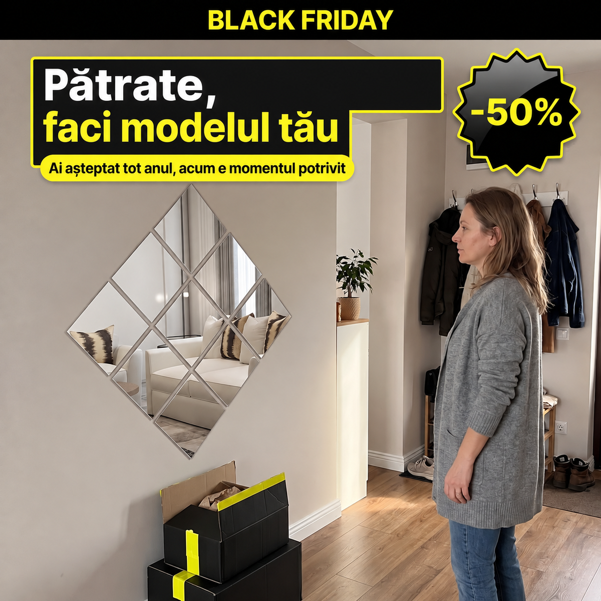 58 oglinzi acrilice autoadezive