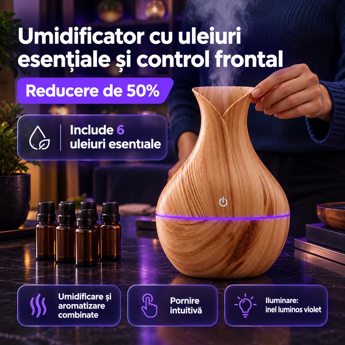 umidificator aromat+6 uleiuri esentiale