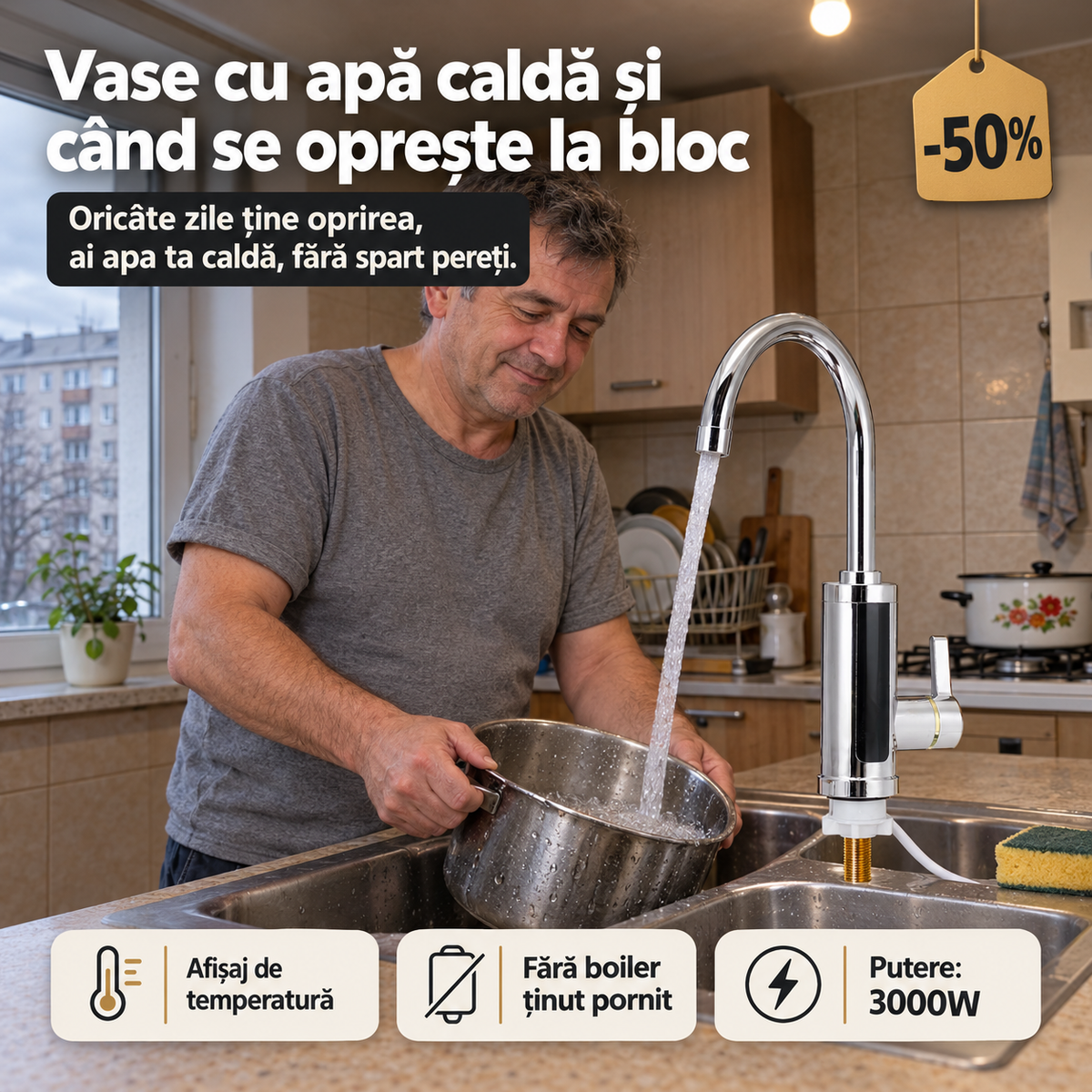 robinet electric inox