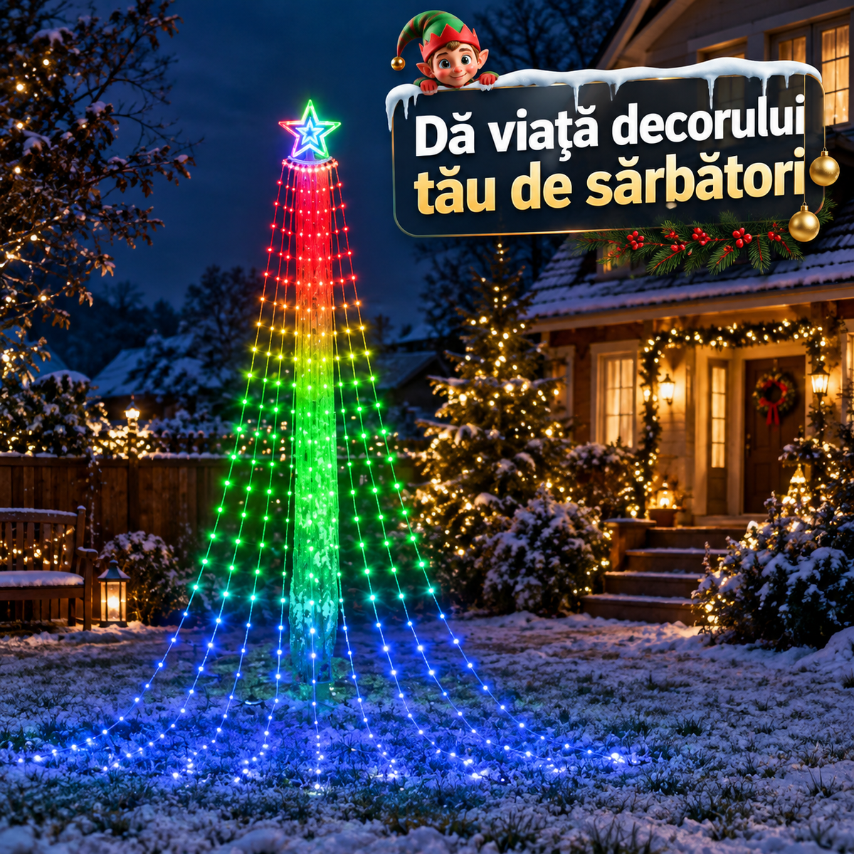 perdea multicolora+instalatie solara