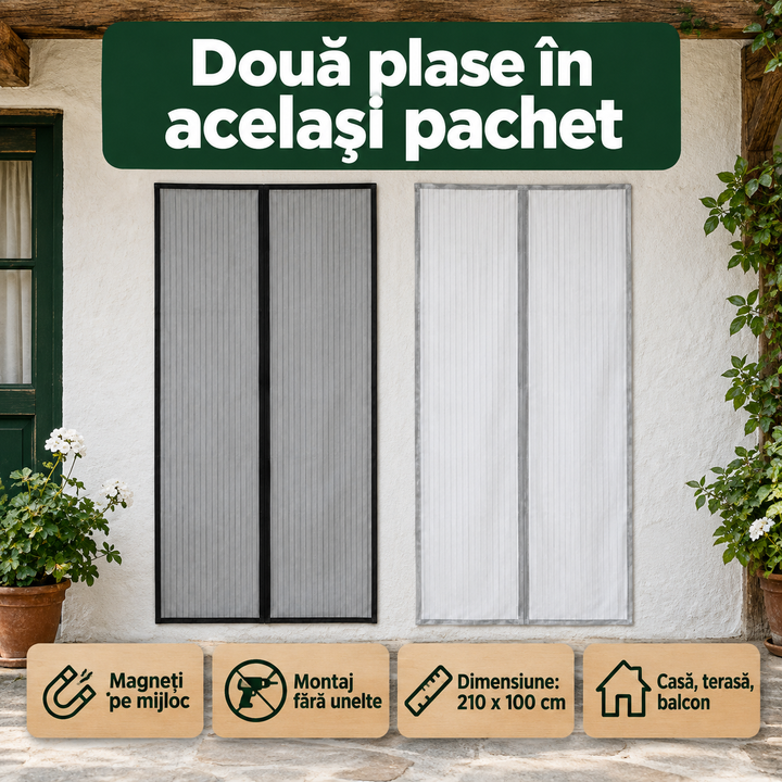 Plasă magnetică contra insectelor pentru ușă, 210 x 100 cm