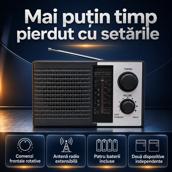 Set radio și lanternă pe baterii