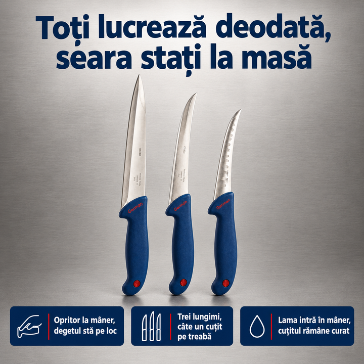Hackberg Set cuțite de măcelar 28, 32 și 34 cm, pentru carne