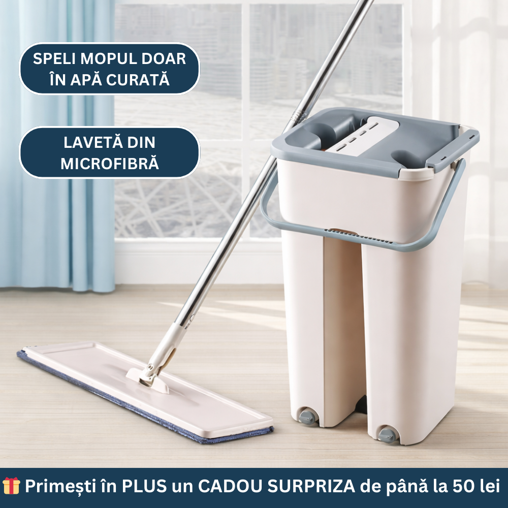 Oferta -50% mop cu galeata 2 cuve+cadou