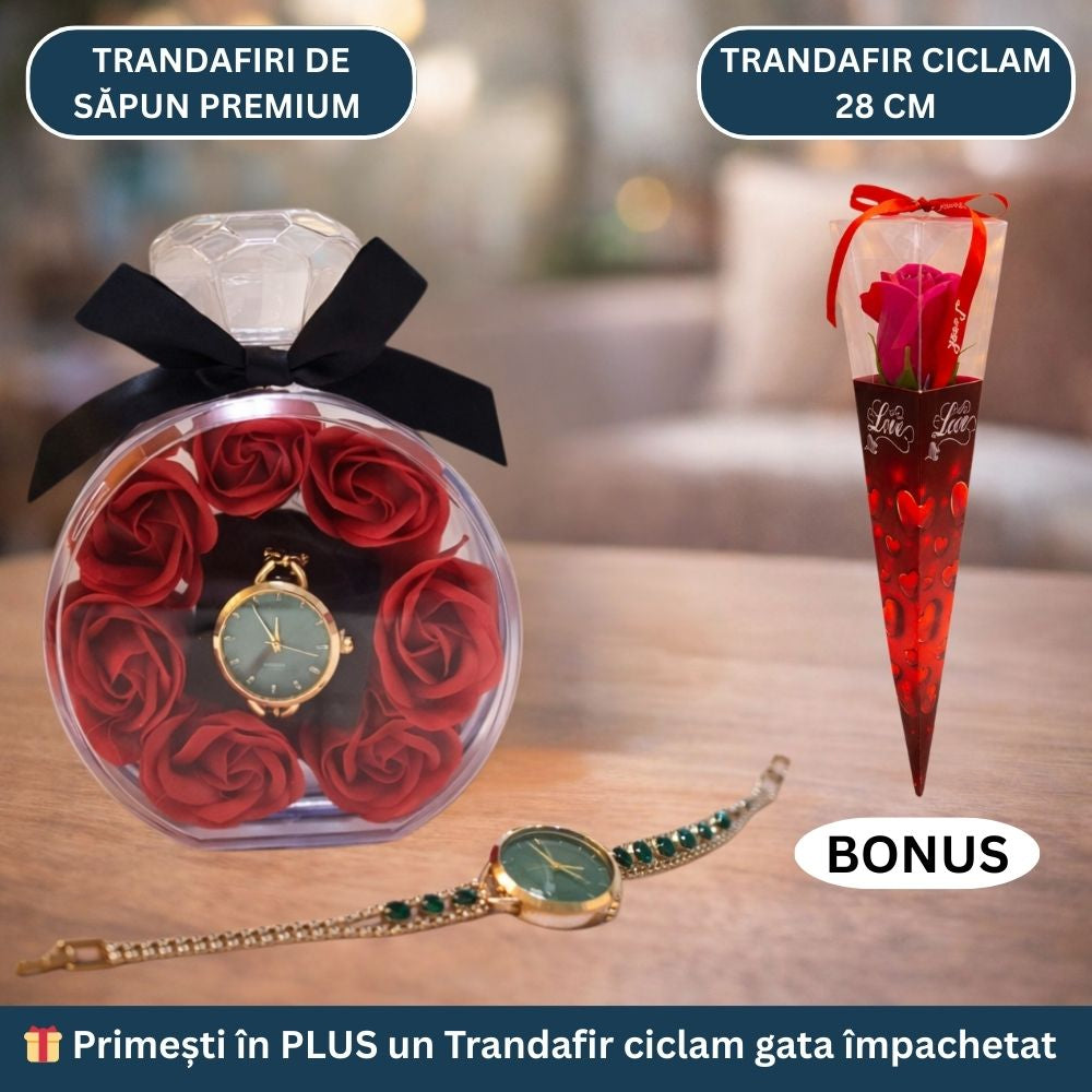 Ofertă -50% trandafiri săpun+trandafir ciclam