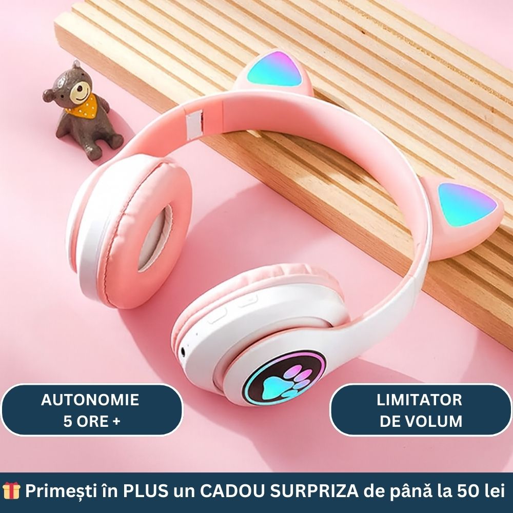 Oferta -50% casti cu urechi de pisica+cadou