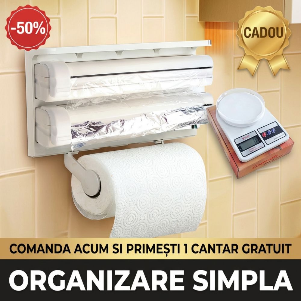 Oferta -50% Suport perete cu 3 dispensere+cantar bucatarie