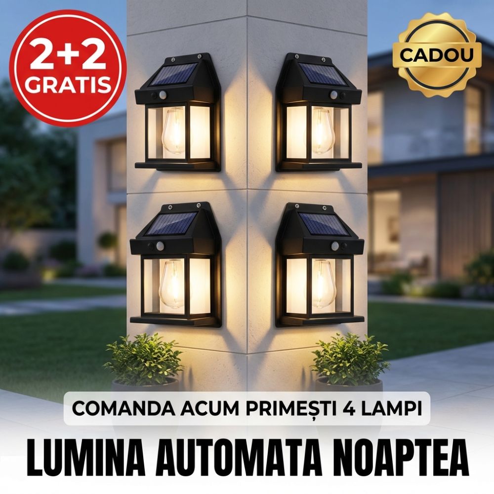 Oferta -50% 2 lampi solare perete+2 gratuite