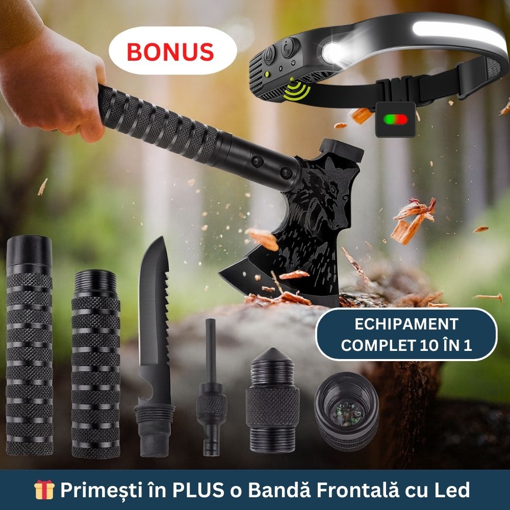 Oferta -50% topor+bandă frontală cu led
