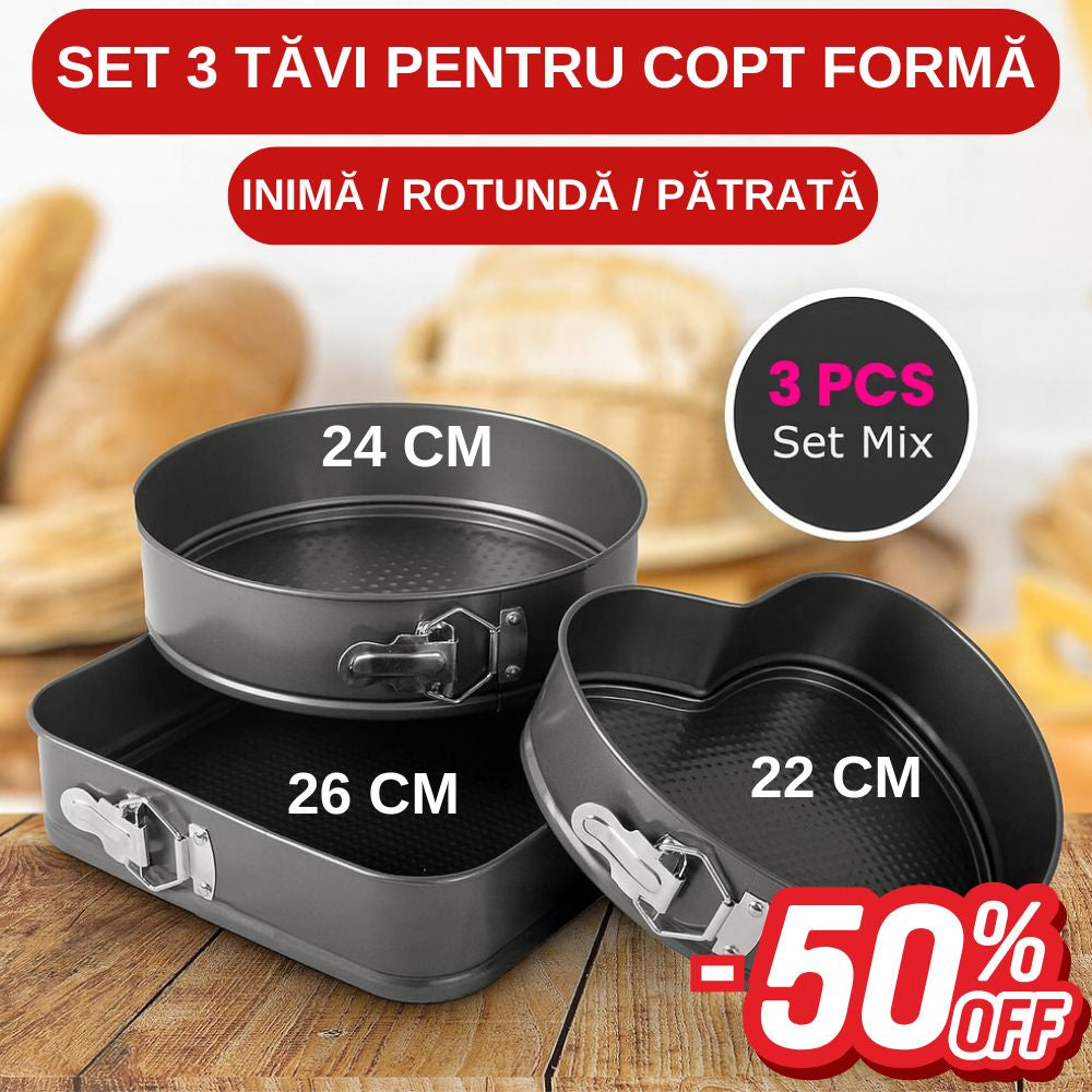 set 3 tavi inima/rotunda/dreptunghi