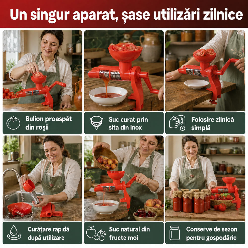 TomatoPress™ mașină manuală pentru stors roșii